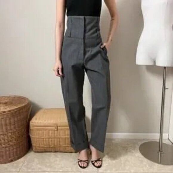vintage dries van noten gray ultra high rise ribcage corset trousers pants - Picture 4 of 10